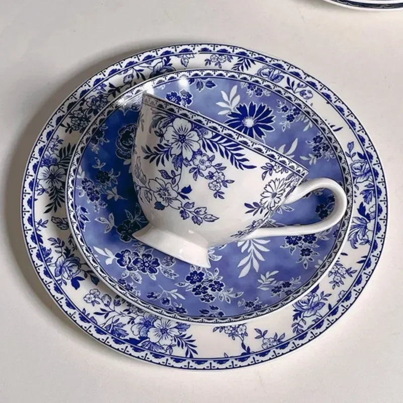 Vintage Floral Ceramic Cups and Plates