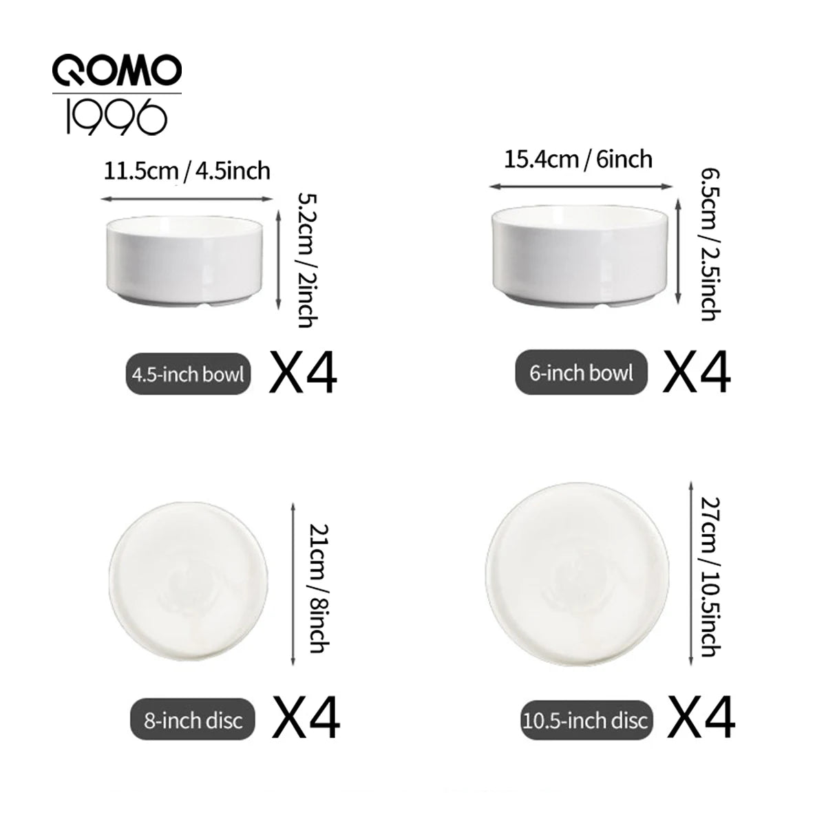 16/24-Piece Ceramic Dinnerware Set White Porcelain Tableware Set