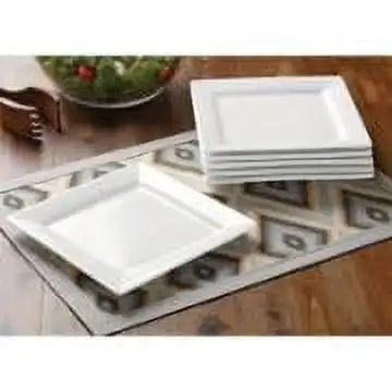 16 Piece White Square Porcelain Dinnerware Set