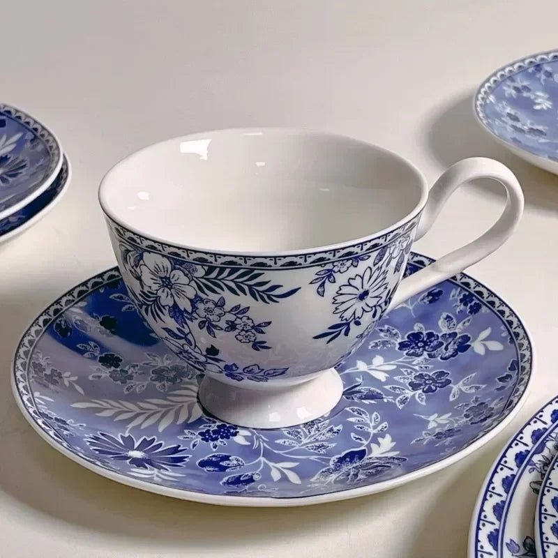Vintage Floral Ceramic Cups and Plates