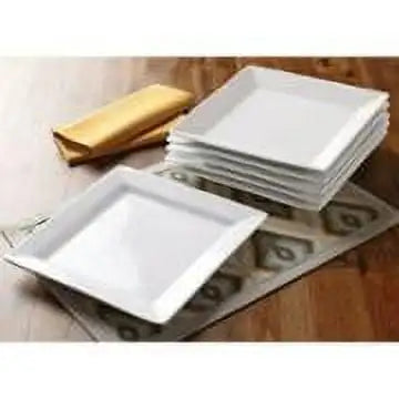 16 Piece White Square Porcelain Dinnerware Set