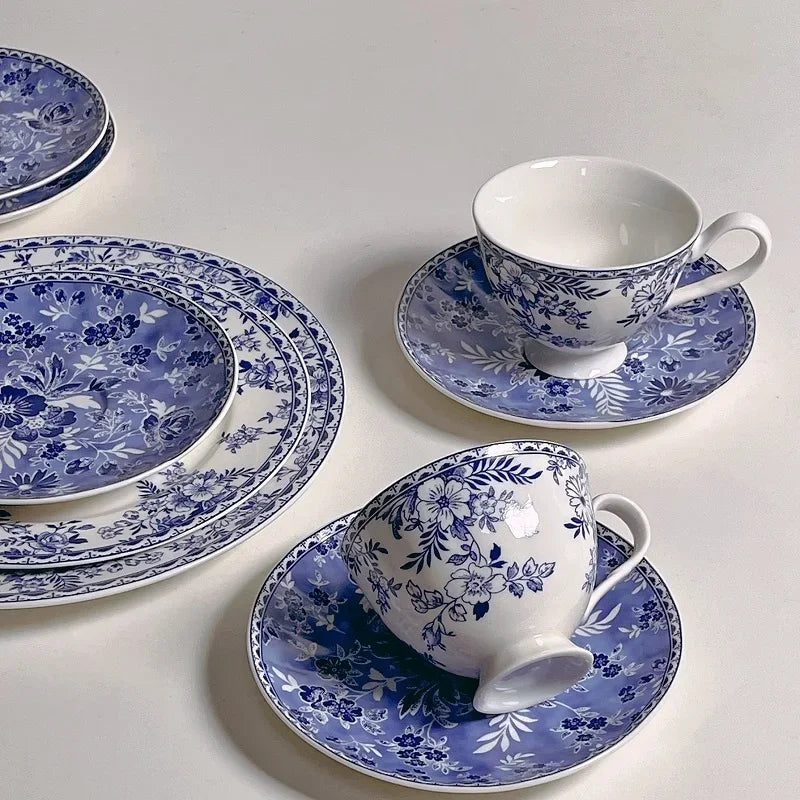 Vintage Floral Ceramic Cups and Plates