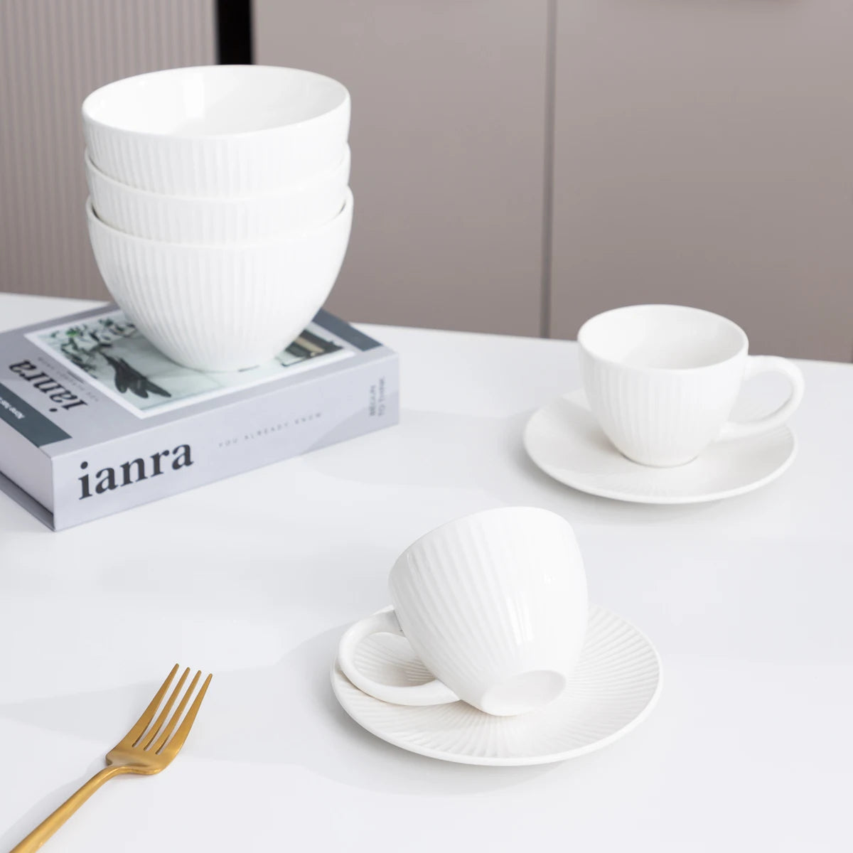 QOMO 16/24/36/48 Piece White Classic Porcelain Dinnerware Set