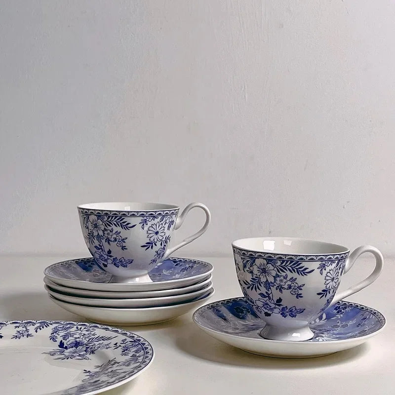 Vintage Floral Ceramic Cups and Plates