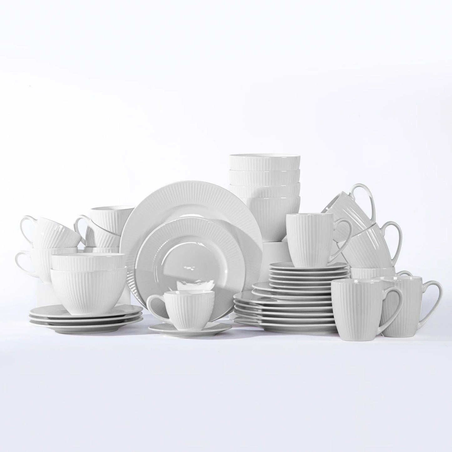 QOMO 16/24/36/48 Piece White Classic Porcelain Dinnerware Set