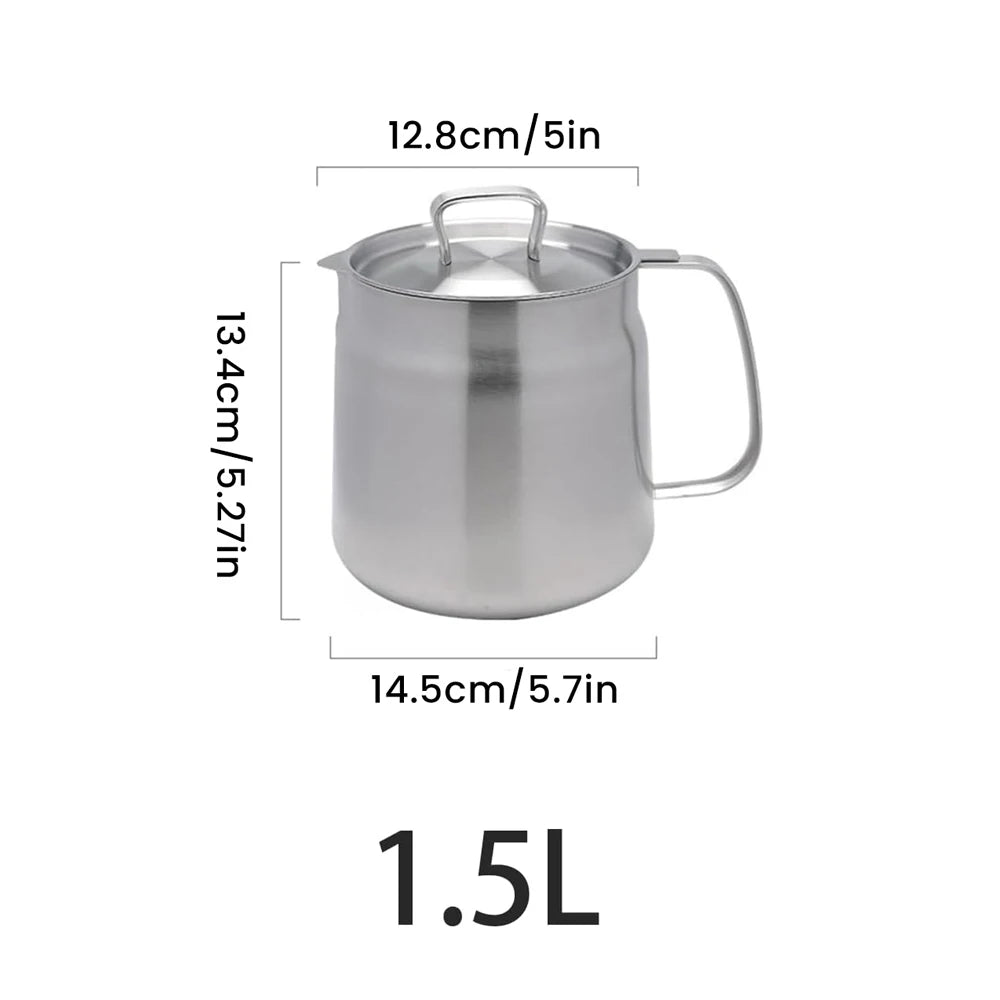 Stainless Steel Oil Filter Pot With Strainer Basket