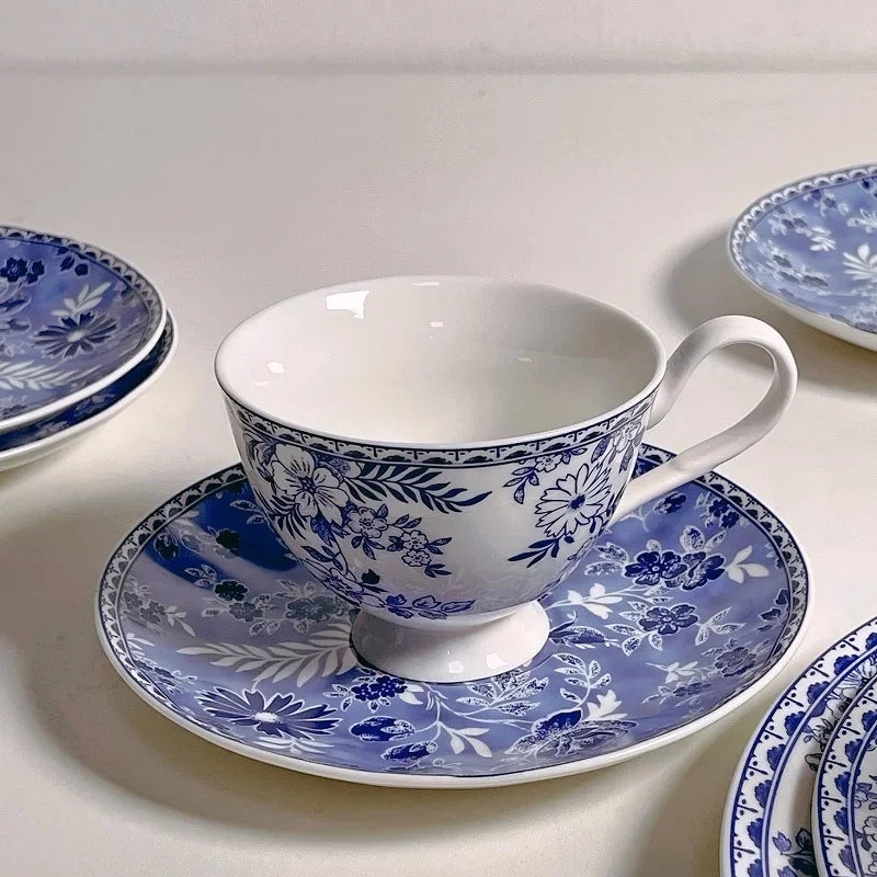 Vintage Floral Ceramic Cups and Plates