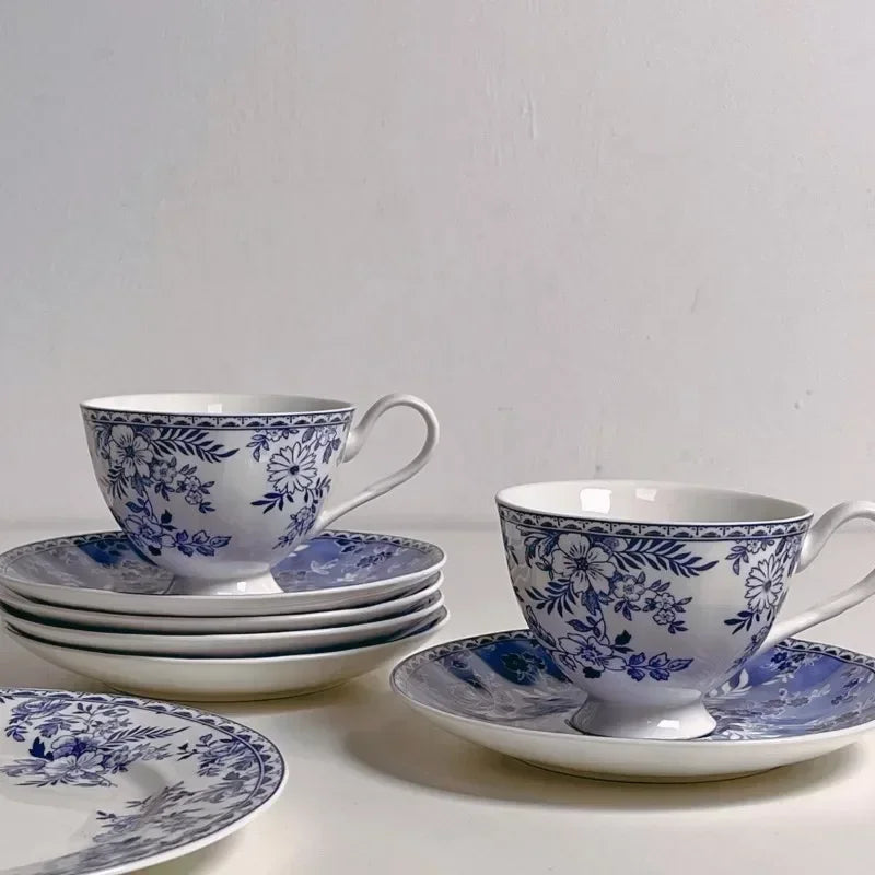 Vintage Floral Ceramic Cups and Plates