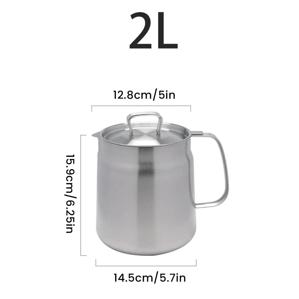 Stainless Steel Oil Filter Pot With Strainer Basket