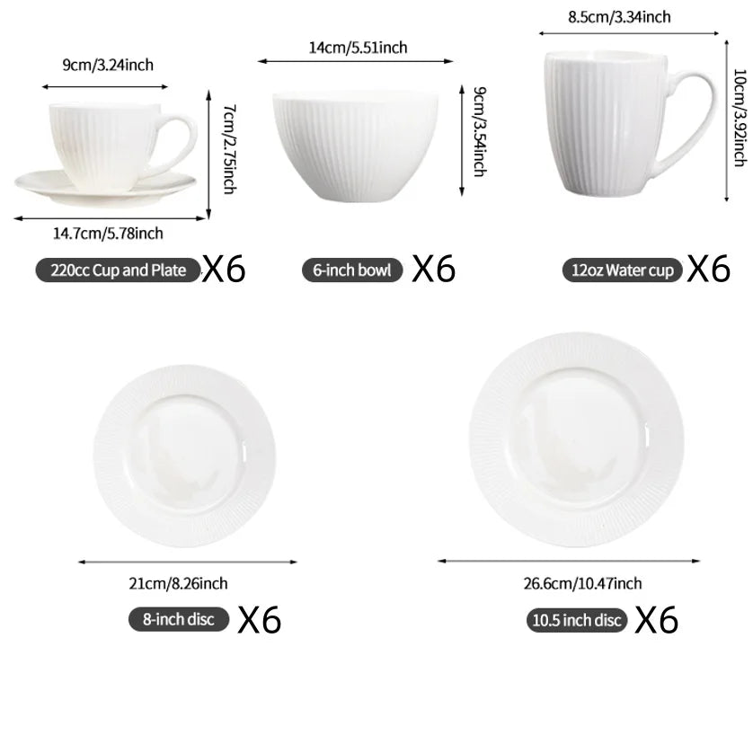QOMO 16/24/36/48 Piece White Classic Porcelain Dinnerware Set