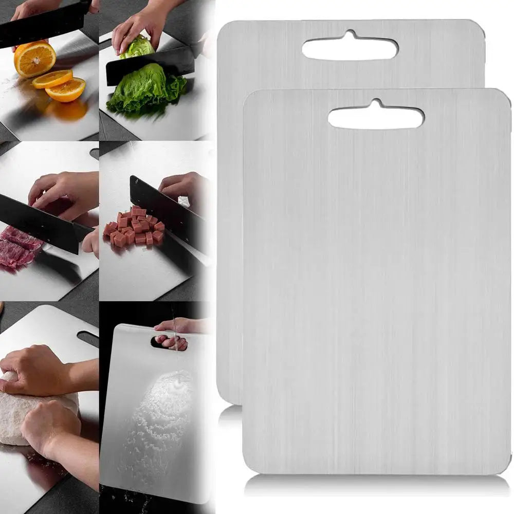 Titanium Kitchen Cutting Boards in Stainless 304 Steel Thickened & Double-Sided