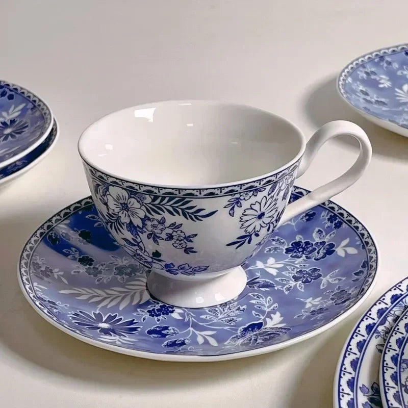 Vintage Floral Ceramic Cups and Plates