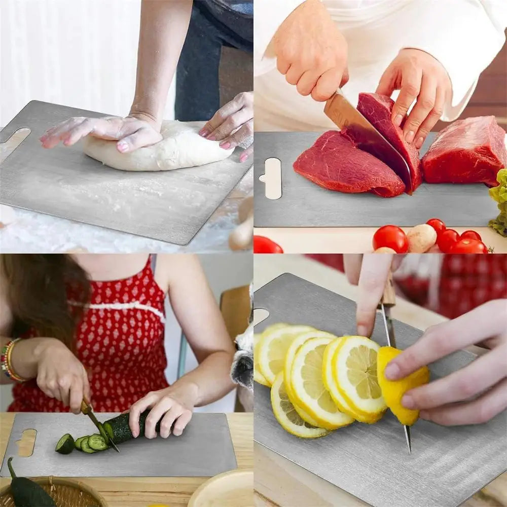 Titanium Kitchen Cutting Boards in Stainless 304 Steel Thickened & Double-Sided
