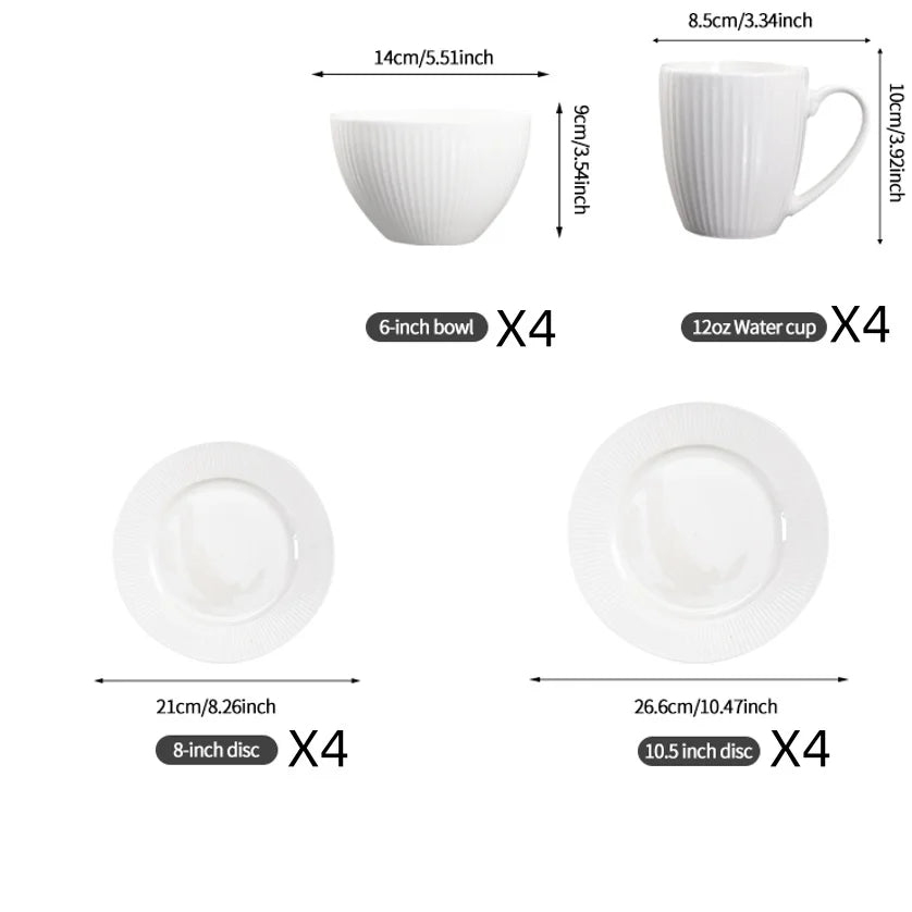 QOMO 16/24/36/48 Piece White Classic Porcelain Dinnerware Set