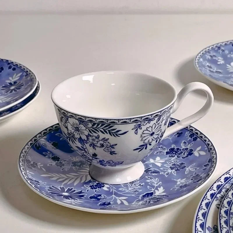 Vintage Floral Ceramic Cups and Plates