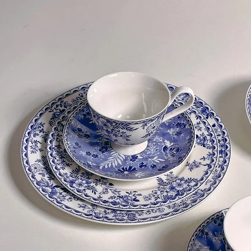 Vintage Floral Ceramic Cups and Plates