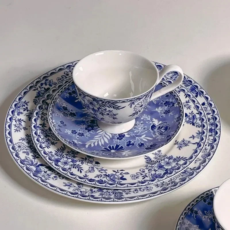 Vintage Floral Ceramic Cups and Plates