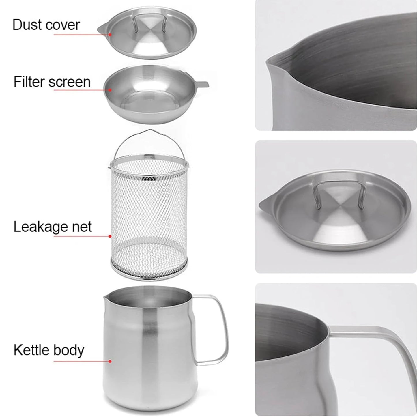 Stainless Steel Oil Filter Pot With Strainer Basket
