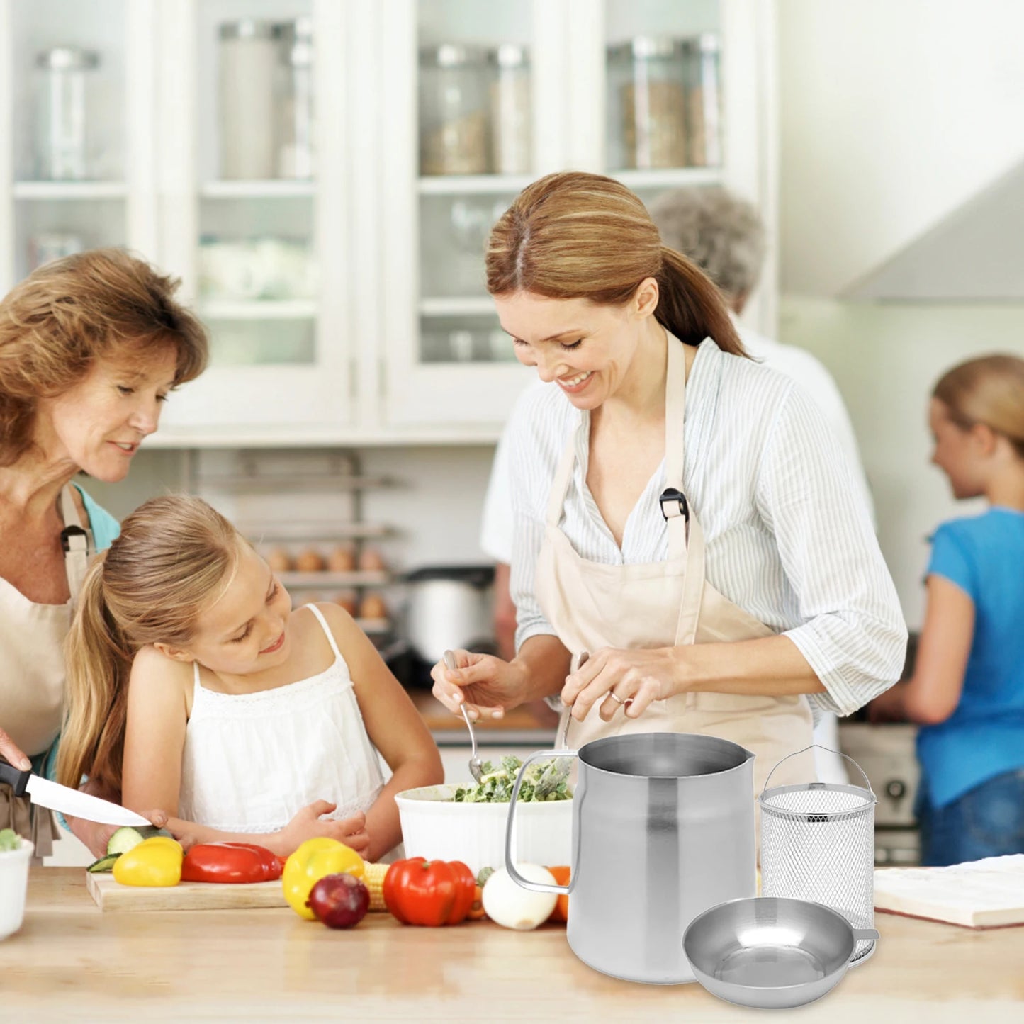 Stainless Steel Oil Filter Pot With Strainer Basket