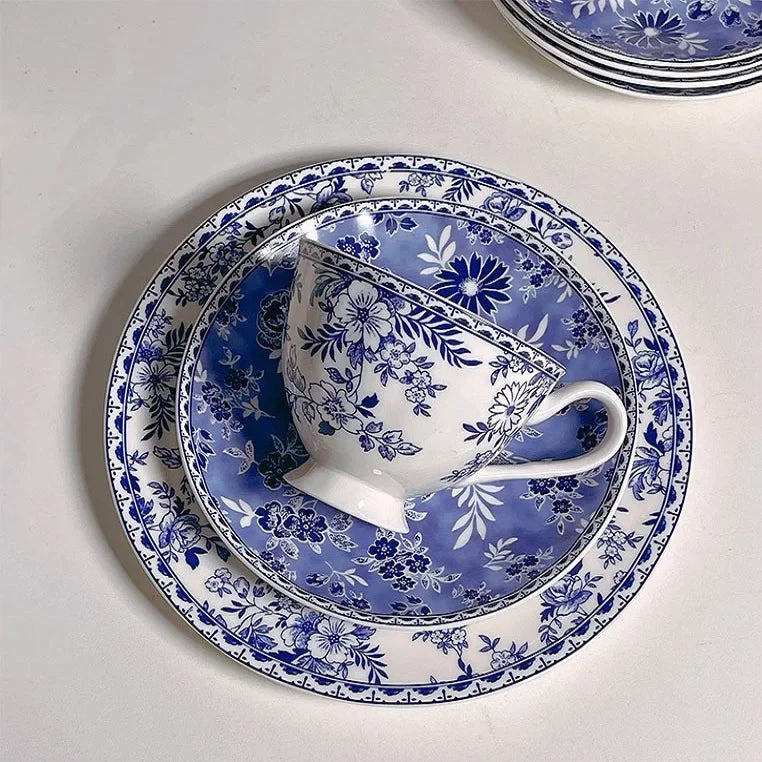 Vintage Floral Ceramic Cups and Plates