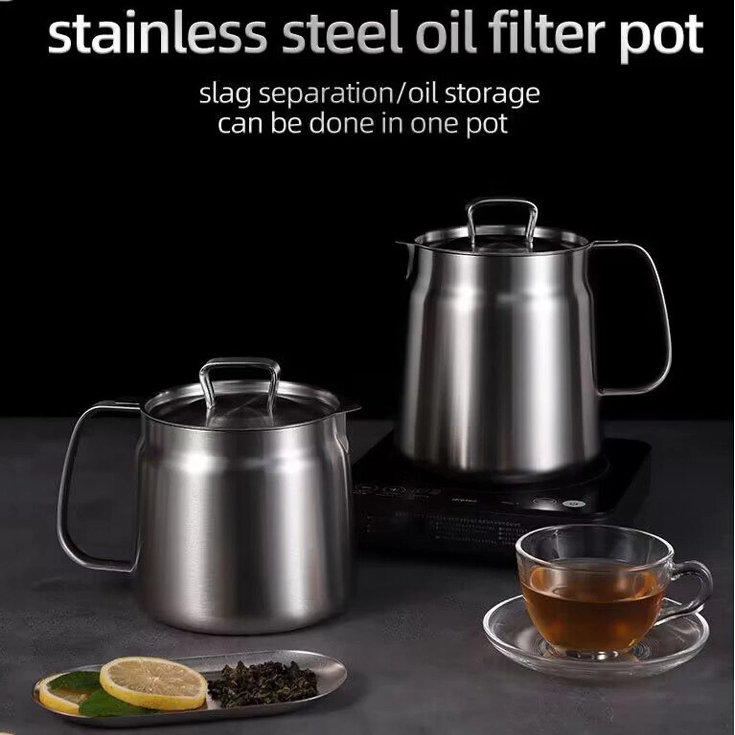 Stainless Steel Oil Filter Pot With Strainer Basket