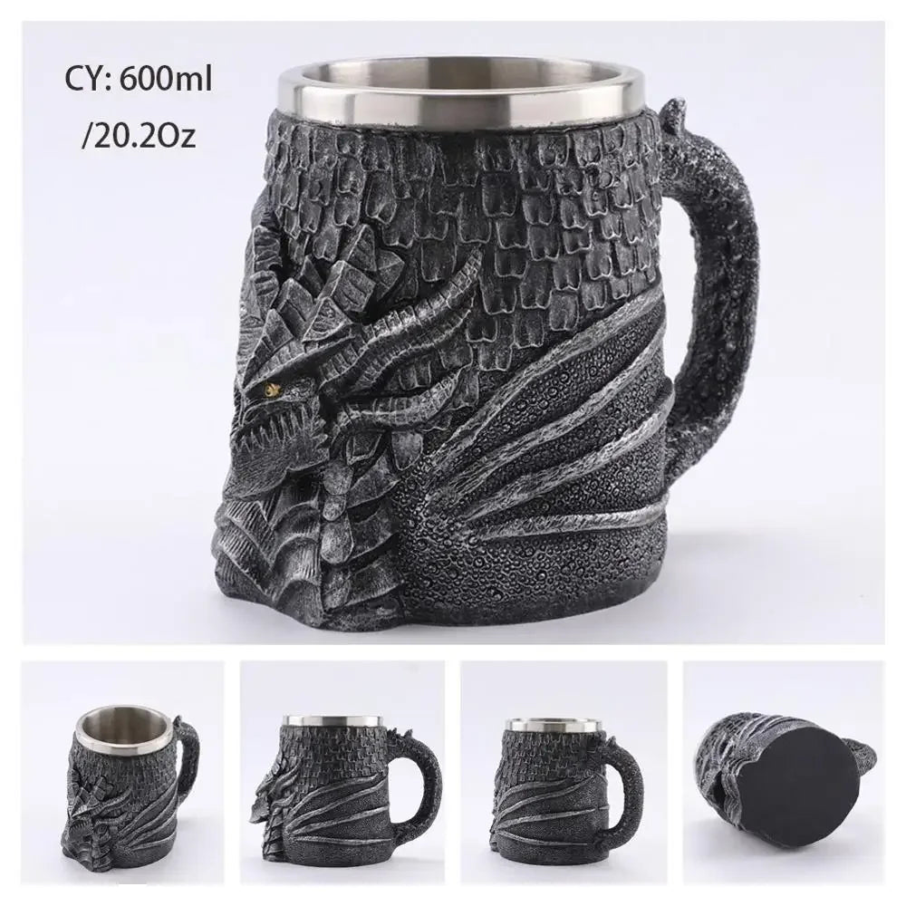 Medieval Dragon Resin Stainless Steel Mug 600ml