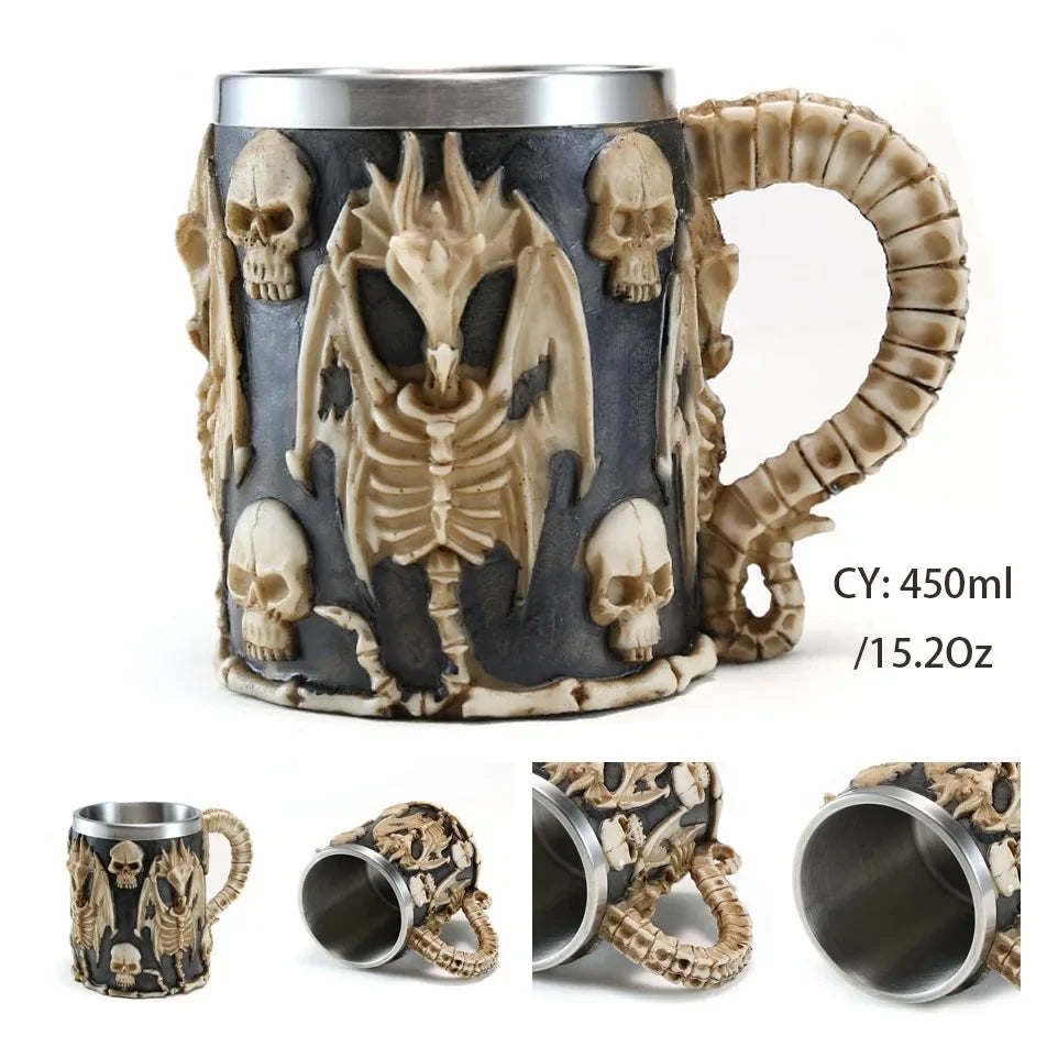 Medieval Dragon Resin Stainless Steel Mug 600ml