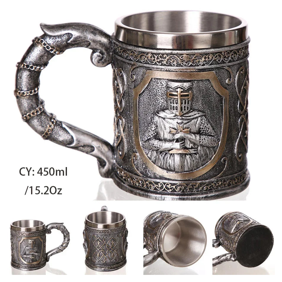 Medieval Dragon Resin Stainless Steel Mug 600ml